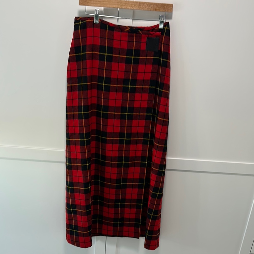 Ralph Lauren Black Label Red and Black Maxi Pencil Skirt